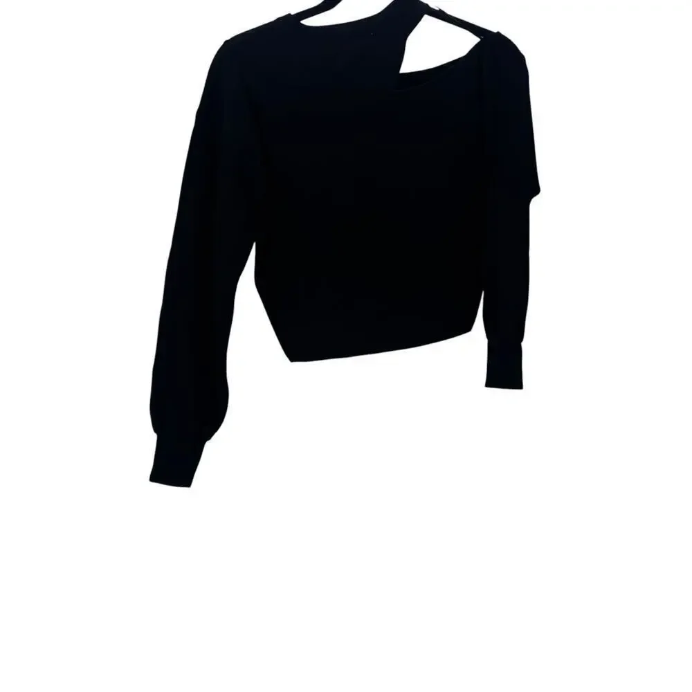 ASTR the Label Shoulder Cutout Sweater Knitted Long Sleeves Black Size XS NWT